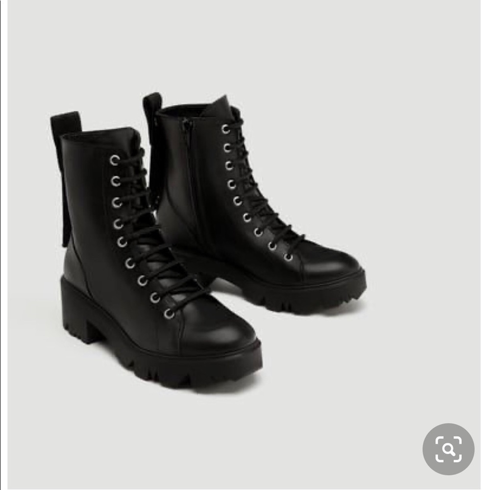 Zara black leather boots size 38